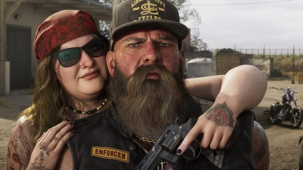 Two biker characters in a 2026 GTA VI promotional image